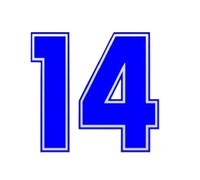 RZL 2 Pegatinas para Coche con el número 14 Digital, Divertidas Pegatinas de Vinilo en Color Plateado y Negro Etiquetas engomadas del Estilo del Coche(Azul,11.4x10 cm)