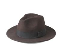 RZL Domo Sombreros, 1 unids 100% Lana Hombres Fieltro Trilby Fedora Sombrero for Caballero Ancho Tapa Superior Tapa, 2 tamaño Grande Tamaño 56-58, tamaño 59-61cm (Color : Coffee, Talla : 59-61CM)