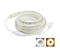 RZL Lighting, Kit de Tiras LED de 5 m/10 m/20 m/50 m/100 m, CA 220 V, 5730 SMD, 120 LED/m, IP67, Impermeable, Flexible, Blanco cálido/frío(Warm White,10M with Adapter)