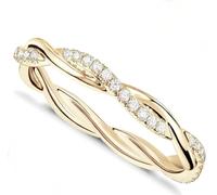 RZLEHORDF - Anillos de cuerda trenzada chapados en oro de 14 quilates para mujer, anillos de oro, anillos de compromiso, boda, accesorios de anillo de oro elegantes, 8, Acero inoxidable, Sin piedras