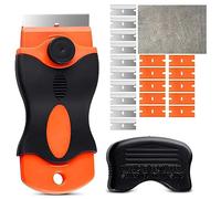 RZMZBY Raspadores de Cristal,Incluyendo 20 Cuchillas de Repuesto y una toalla,Rascador Multiusos de Limpieza para Raspar Etiquetas, Pegatinas, Calafateo, Pintura de Vidrio
