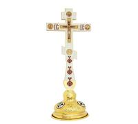 RZRHMUHN Cruz ortodoxa, cruz ortodoxa, cruz de mano ortodoxa, regalos de cruces ortodoxas, decoración de escritorio, 13.6 x 5.7 pulgadas (blanco)