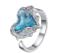 RZRPYFMM Anillo Corazón De Mujer De Plata De Ley 925 Esmaltado Quicksand, Un Anillo De Plata De Ley Elegante Y Delicado,Plata,6