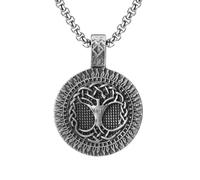 RZRPYFMM Colgante Árbol De La Vida De Estaño Puro Para Hombre, Collar Gótico Vintage Árbol Del Mundo,Plata,Pendant + Chain 70cm