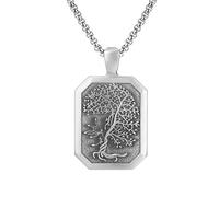 RZRPYFMM Colgante Árbol Del Mundo De Estaño Puro Para Hombre, Collar Vikingo Vintage Árbol De La Vida De Acero Inoxidable,Plata,Pendant + Chain 60cm
