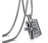 RZRPYFMM Colgante Cristiano De La Cruz Del Estaño Puro De Los Hombres, Collar Gótico De La Cruz De La Biblia De La Vendimia,Plata,Pendant + Chain 70cm