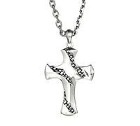 RZRPYFMM Colgante Cruz De Plata De Ley S925 Para Hombre, Collar Gótico De Cuerda De Cáñamo Vintage,Plata,Pendant + Chain 50cm