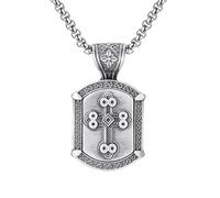 RZRPYFMM Colgante De Estaño Puro Con Cruz Religiosa Para Hombre, Collar Gótico Con Cruz Cristiana Vintage,Plata,Pendant + Chain 70cm