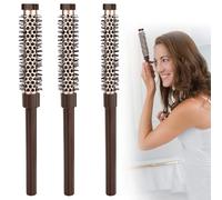 Rzspher 3 cepillos redondos pequeños, redondos para secador, con cerdas naturales suaves para hombre y mujer, pelo ondulado, lifting, pelo corto, flequillo, raíz, cabello liso