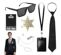Rzspher 7 piezas Accesorios de disfraz de agente, disfraz seguridad, Servicio Secreto Juego de Disfraces Espía Accesorios para Hombres Mujeres Niños para Cosplay