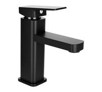 Rzspher Grifo de Baño Lavabo Mezclador de Baño Grifo Negro Mezclador de Lavabo Caliente y Frío Grifo Monomando Mate Negro Grifo de Baño para Baño Fregadero Acero Inoxidable Latón