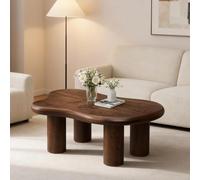 RZTPYS Mesa Baja De Nube Bonita L117cm, Mesa Baja De Forma Irregular con 4 Patas Cilíndricas, Mesa Central Moderna Y Mesa De Té Interior para Salón, Piso - Fácil De Armar, Marrón Rústico