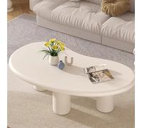 RZTPYS Mesa De Centro con Forma De Anacardo, Diseño Único, Mesa Auxiliar Irregular para Sala De Estar Y Dormitorio, Mueble Elegante Y Funcional, Duradero Y Fácil De Limpiar, Color Blanco Crema