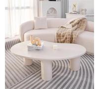 RZTPYS Mesa De Centro con Forma De Anacardo, Diseño Único Y Elegante para Sala De Estar Y Dormitorio, Elegante Y Funcional, Duradera Y Fácil De Limpiar, 90 Cm, Color Blanco Crema