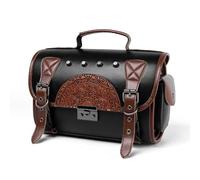 RZXCFPL Alforja de Cuero Steampunk para Motocicleta con Insignia de Estrella/Grabado de Loto - Bolsa Universal para Manillar de Bicicleta,Lotus