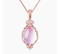 S 925 Collar de joyería para Mujeres Color de Rosa Fairy Powder Crystal Posting Cadena de clavícula Regalo