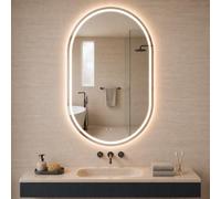 S’bagno Ovalado-Espejo-Baño-con-Luz 100x60cm, Espejo Baño LED mit Bluetooth y Antivaho, 3000K/4000K/6500K, IP44 Resistente al Agua, Cristal Templado HD, Memoria, Horizontal/Vertical