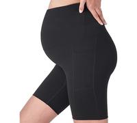 (S,Black)Women Pregnancy Shorts Yoga Leggings with Pocket High Waist Pregnancy Leggings Pilates Shorts for Home Walking Ftiness Pink XL