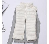 (S-Blanco) Chaleco acolchado ligero de invierno para mujer, estilo chaqueta de plumas.