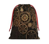 S - Bolsa de Navidad con cordón - Reloj de engranajes con estampado de siglo de bronce, bolsas de felpa para cumpleaños, bodas