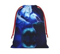 S - Bolsa de Navidad con cordón - Reutilizable con estampado de lobo galaxia, bolsas de regalo para cumpleaños, bodas