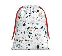 S - Bolsa de Navidad con cordón - Reutilizable con estampado de mármol de terrazo pastel, sacos de fiesta de Navidad, golosinas y recuerdos para vacaciones, bodas