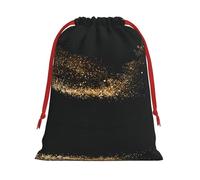S - Bolsa de Navidad con cordón, reutilizable, estampado de arena dorada y negra, bolsas de regalo para cumpleaños, bodas