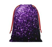 S - Bolsa de Navidad con cordón, reutilizable, hermoso estampado de purpurina morada, sacos de fiesta de Navidad, golosinas y recuerdos para vacaciones, bodas