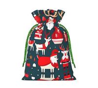 S - Bolsa de Navidad reutilizable - Bolsa de regalo con cordón con estampado de Feliz Navidad para vacaciones, cumpleaños y regalos de boda