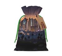 S - Bolsa de Navidad reutilizable con cordón y estampado de horizonte de Los Ángeles para regalos de vacaciones, cumpleaños y boda