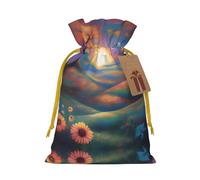 S - Bolsa de Navidad reutilizable con diseño de escena de ensueño, bolsa de regalo con cordón para Navidad, vacaciones, fiestas, bodas, cumpleaños