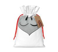 S - Bolsa de Navidad reutilizable con estampado completo de emoticono de amor triste, bolsa de regalo con cordón para Navidad, vacaciones, fiestas, bodas, cumpleaños