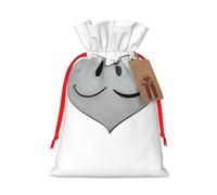 S - Bolsa de Navidad reutilizable con estampado completo de emoticono de amor triste, bolsa de regalo con cordón para Navidad, vacaciones, fiestas, bodas, cumpleaños