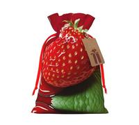 S - Bolsa de Navidad reutilizable con estampado completo líquido rojo fresa, bolsa de regalo con cordón para Navidad, vacaciones, fiestas, bodas, cumpleaños