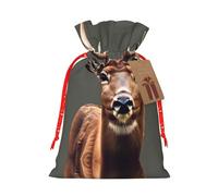 S - Bolsa de Navidad reutilizable con estampado de ciervo de belleza, bolsa de regalo con cordón para vacaciones, cumpleaños y regalos de boda