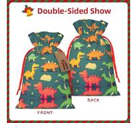 S - Bolsa de Navidad reutilizable - muchas bolsas de regalo pequeñas con cordón con estampado de dinosaurios para vacaciones, cumpleaños y regalos de boda