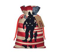 S Bolsa de Navidad reutilizable - Soldados militares estadounidenses patrióticos Día de los Caídos impresión cordón bolsa de regalo para vacaciones, cumpleaños y regalos de boda