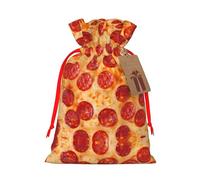 S Bolsas de Navidad con cordón - Impresión 3D de pizza pepperoni bolsas de Navidad para bodas, cumpleaños