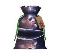 S - Bolsas de Navidad con estampado de tierra y luna, bolsas de regalo con cordón para Navidad, cumpleaños, boda, recuerdos de fiesta