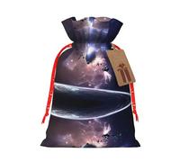 S - Bolsas de Navidad con estampado de tierra y luna, bolsas de regalo con cordón para Navidad, cumpleaños, boda, recuerdos de fiesta