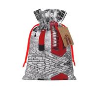 S Bolsas de Navidad - Londres Red Telephone Booth (1) Bolsa de regalo impresa para regalos de cumpleaños, bodas