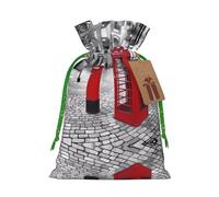 S Bolsas de Navidad - Londres Red Telephone Booth (1) Bolsa de regalo impresa para regalos de cumpleaños, bodas