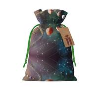 S - Bolsas de Navidad - Planet Space Solar System Print Goody Gift Bag para cumpleaños, bodas