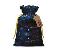 S - Bolsas de Navidad reutilizables con estampado de planetas del espacio exterior, fiestas de Navidad, vacaciones, bolsas de regalo con cordón para cumpleaños, bodas