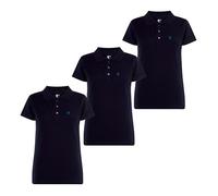 S&C - Polo de Mujer Manga Corta Algodón, Color Liso, Estilo Casual, Tejido Punto Piqué, Cuello 3 Botones, Diseñado en España, Ligeramente Entallado, Ver Guía, 3 Uds Marino, S