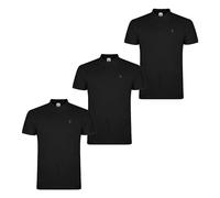 S&C - Polo Hombre Manga Corta Algodón 100%, Color Liso, Estilo Casual, Cuello 3 Botones, Diseñado en España, Tejido Punto Piqué, Corte Regular, Talla Ajustada, 3 Uds Negros, L