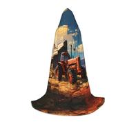 S Capa con capucha de Halloween, unisex, para adultos, con estampado de tractor rojo, perfecta para cosplay, fiesta, carnaval