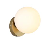 S-Cevada Aplique de Pared Moderno con Pantalla de Vidrio Esmerilado, Base de Metal Dorado, Lámpara de Pared E27 para Dormitorio Salón Pasillo