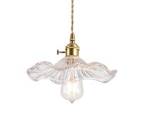 S-Cevada Lámpara colgante con pantalla de cristal de hoja de loto, industrial vintage E27, lámpara colgante de techo, granja, comedor, isla de cocina, lámpara de araña (Transparente)