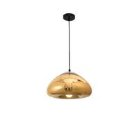 S-Cevada Lámpara Colgante Moderna de Vidrio Dorado 30cm Esférica Lámpara Suspendida Iluminación Interior para Comedor Cocina Isla Dormitorio Pasillo Bar (Dorado)